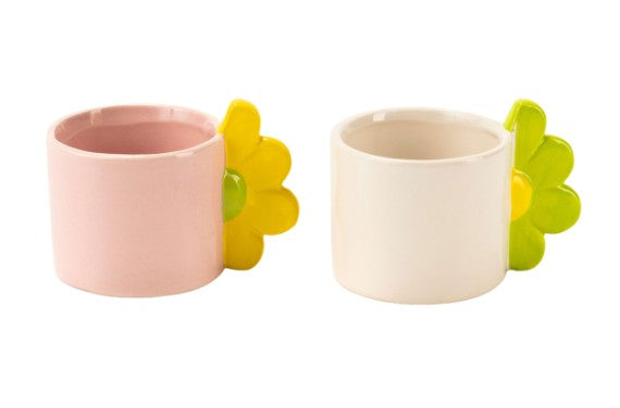 Bomboniera Vasetto decoro dolomite con manico fiore 4 misure in 2 colori assortiti