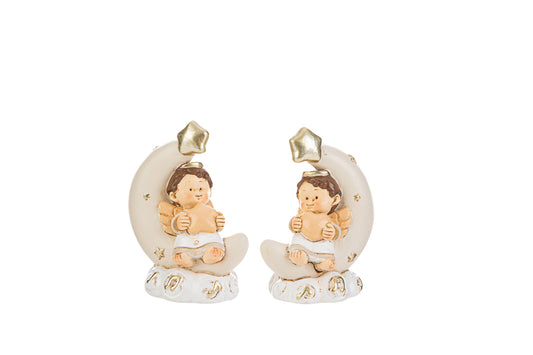 Bomboniera Angelo sulla Luna Resina Le Stelle (Led)