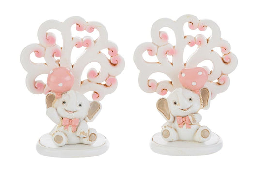 Bomboniera Elefantino con Albero Resina Rosa o Celeste Le Stelle