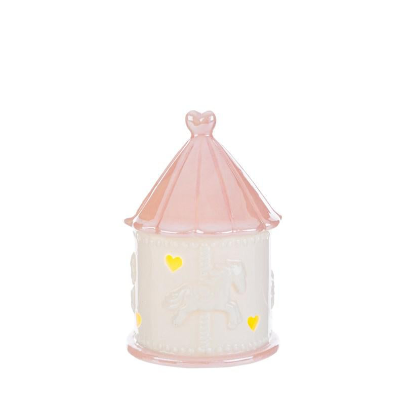Bomboniera Giostrina LED Celeste o Rosa Porcellana con Astuccio Le Stelle