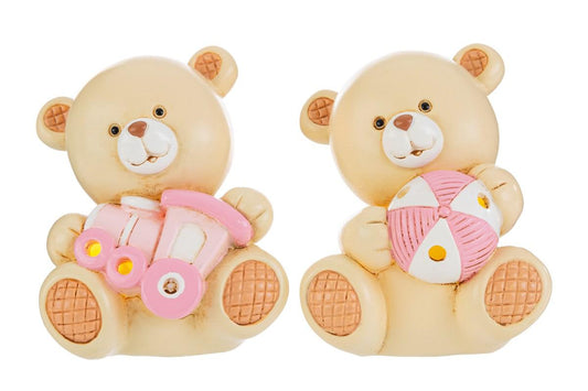 Bomboniera Orsetto LED Resina Rosa o Celeste Le Stelle