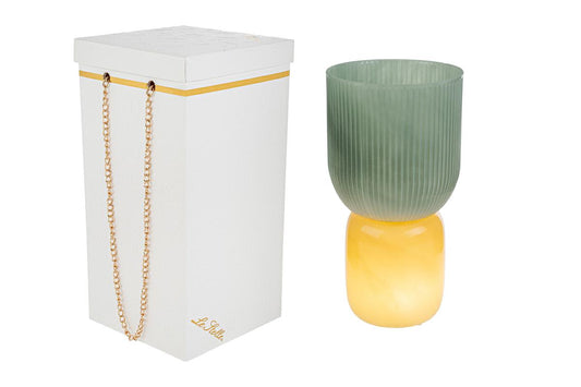 Bomboniera Vaso Vetro LED Verde o Beige con Box Regalo Le Stelle