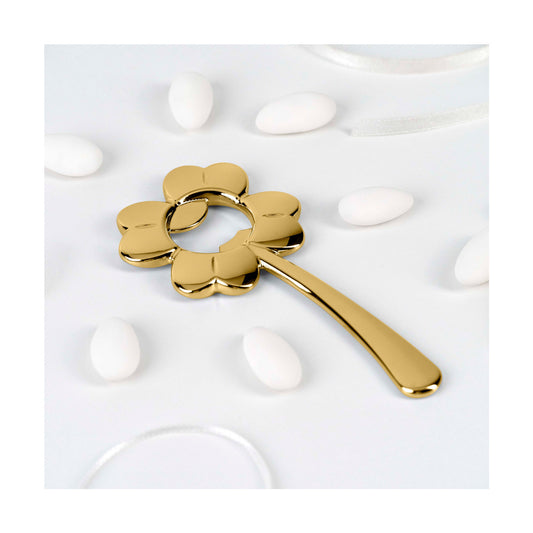 Bomboniera Apribottiglie Quadrifoglio Acciaio e Oro 24 Carati Bugatti