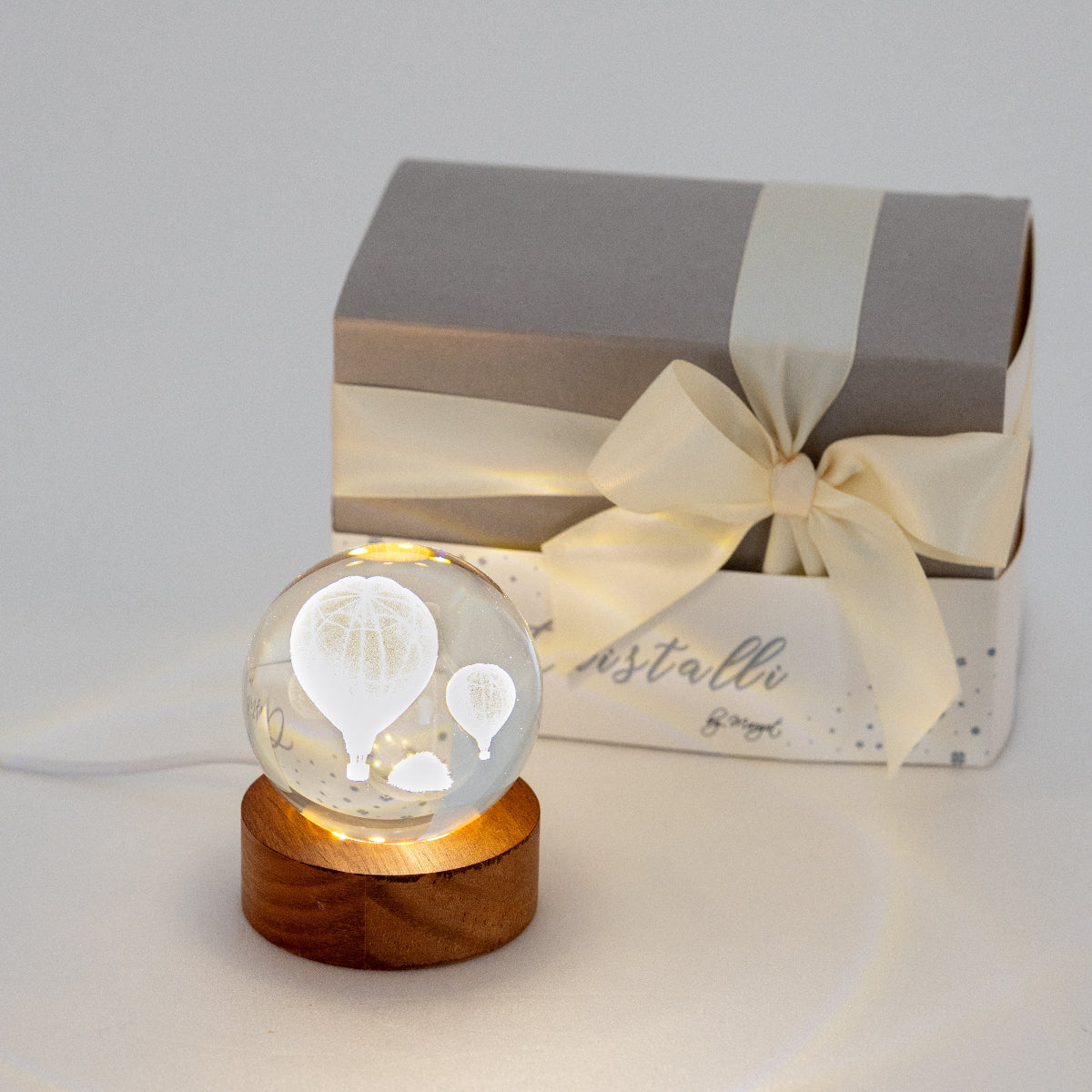 Bomboniera Sfera Mongolfiera LED Cristallo Margot