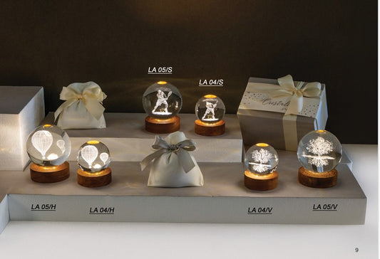 Bomboniera Sfera Mongolfiera LED Cristallo Margot