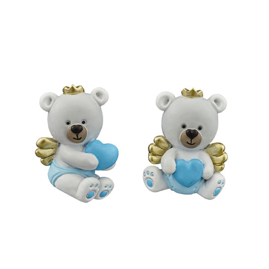 Bomboniera Segnaposto Calamita Orsetto con Ali Rosa e Celeste