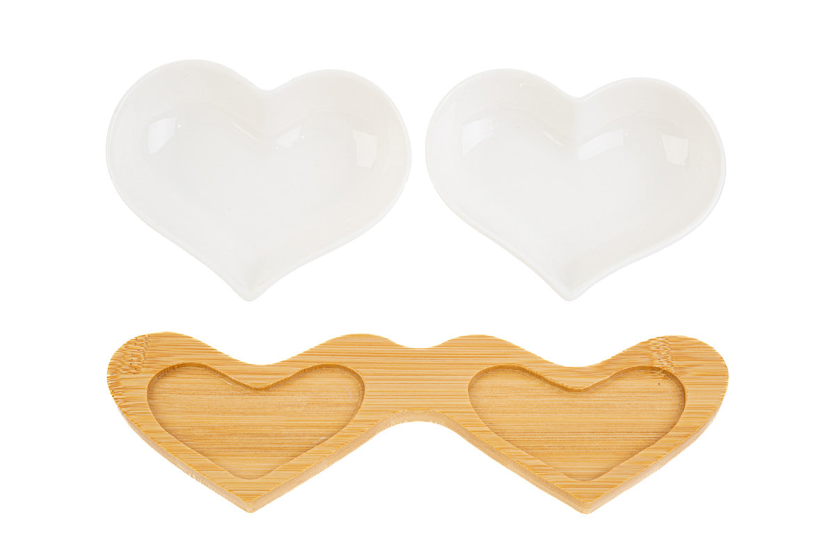 Bomboniera Set Bowls Heart Porcelain The Stars 