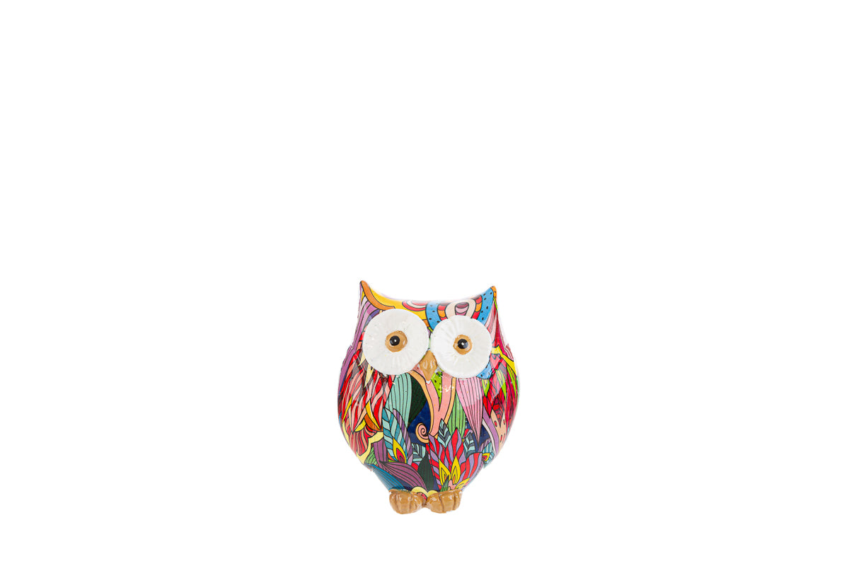 Bomboniera Gufo Salvadanaio Multicolor in Resina con Shopper Le Stelle