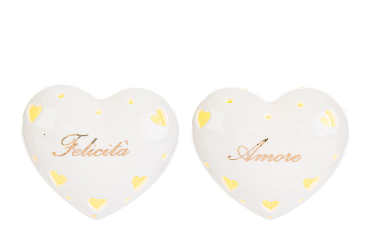 Faveur Coeur en Porcelaine Led avec Le Stelle Shopper