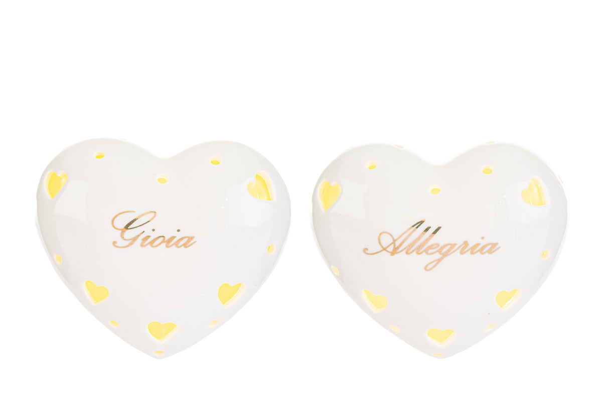 Faveur Coeur en Porcelaine Led avec Le Stelle Shopper