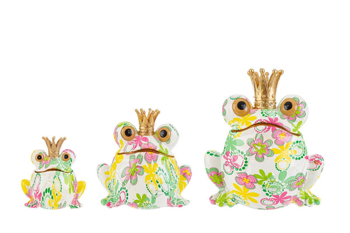 Bomboniera Frog Money Box Flowercolor in Resin with Shopper The Stars
