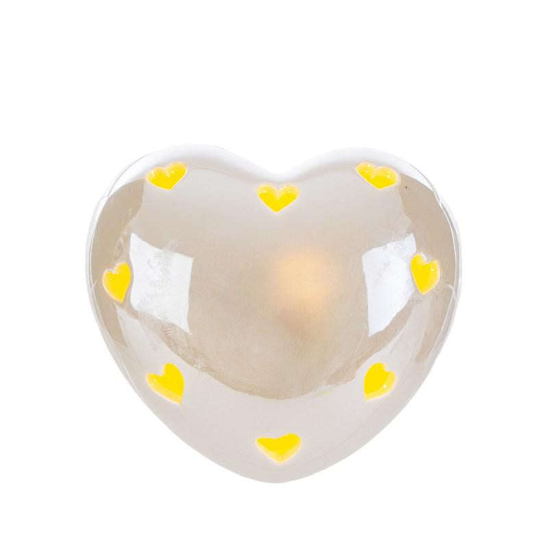Bomboniera Cuore LED Porcellana Rosa Celeste Bianco con Shopper Le Stelle