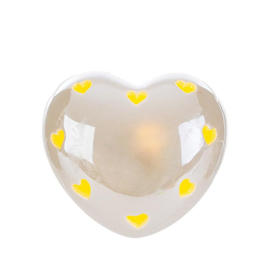 Bomboniera Cuore LED Porcellana Rosa Celeste Bianco con Shopper Le Stelle