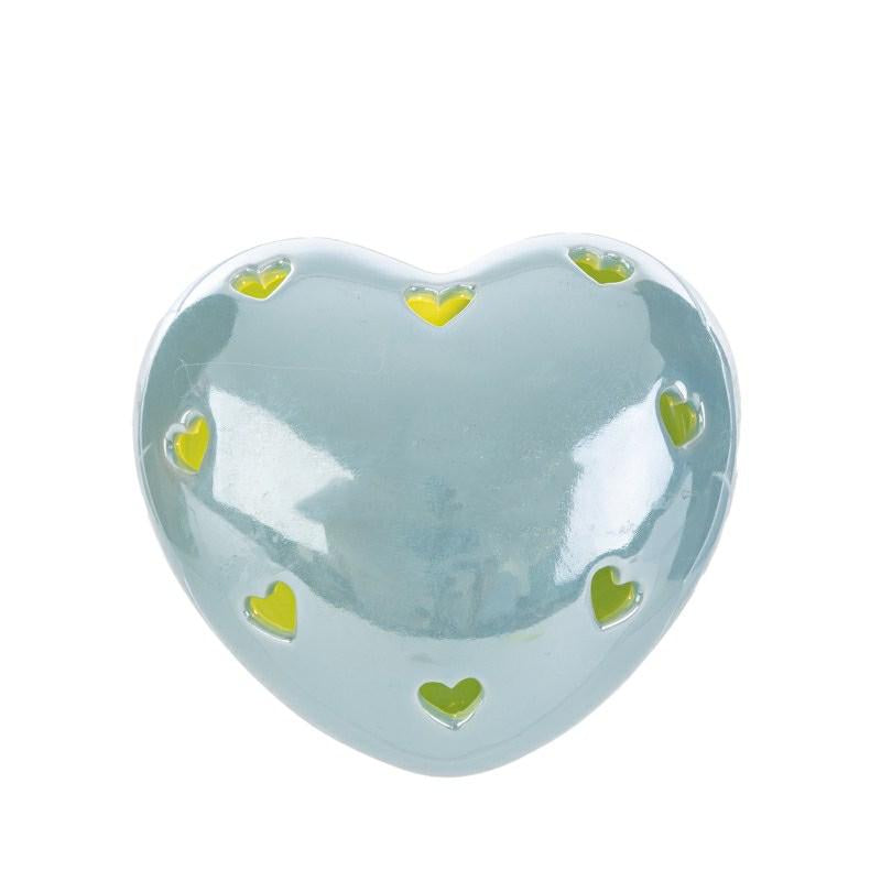 Bomboniera Cuore LED Porcellana Rosa Celeste Bianco con Shopper Le Stelle
