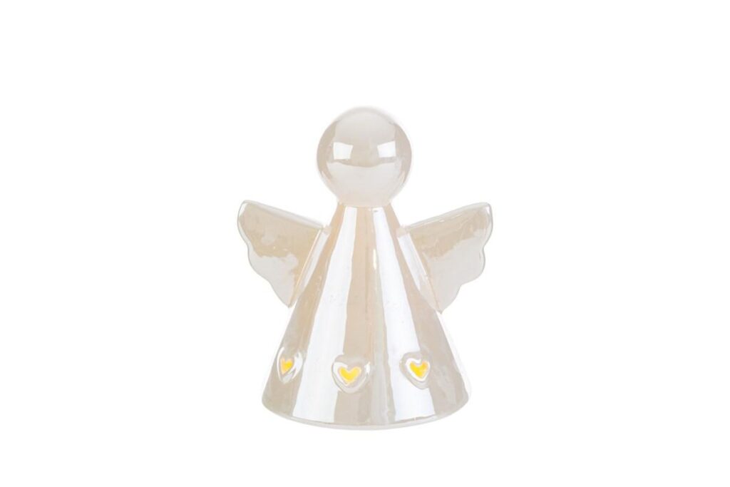Bomboniera Angelo LED Porcellana Bianco Perlato con Shopper Le Stelle
