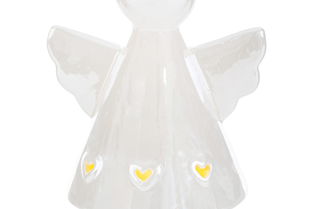 Bomboniera Angelo LED Porcellana Bianco Perlato con Shopper Le Stelle