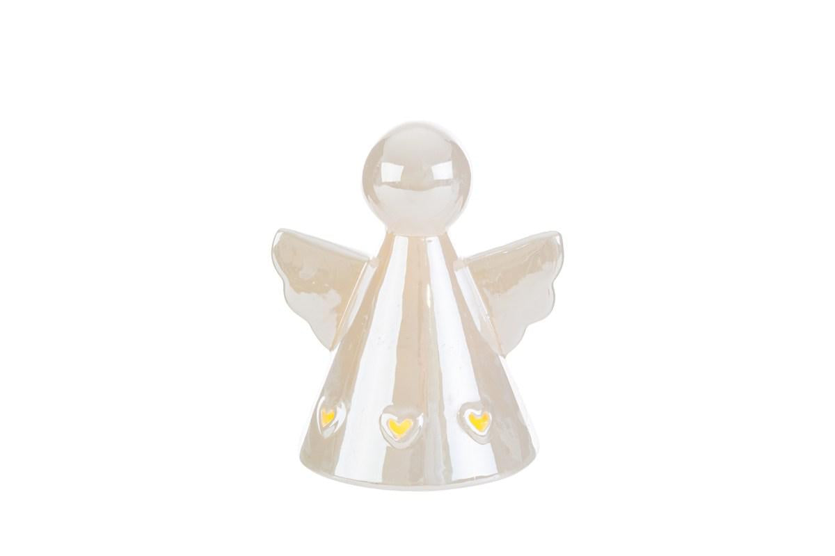 Bomboniera Angelo LED Porcellana Bianco Perlato con Shopper Le Stelle