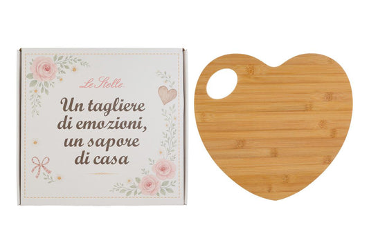 Bomboniera Tagliere Cuore Legno con Box Le Stelle