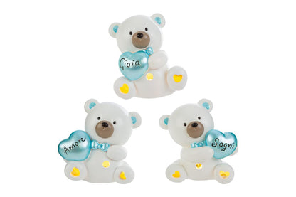 Bomboniera Orsetto LED Celeste e Rosa con Shopper Le Stelle