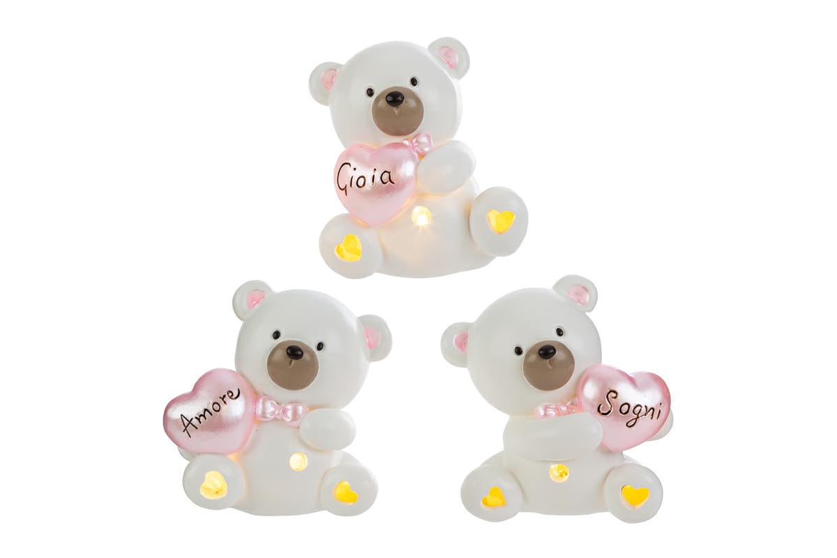 Bomboniera Orsetto LED Celeste e Rosa con Shopper Le Stelle