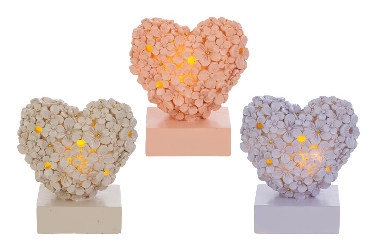 Bomboniera Lampada LED Cuore Resina 3 colori con Shopper Le Stelle