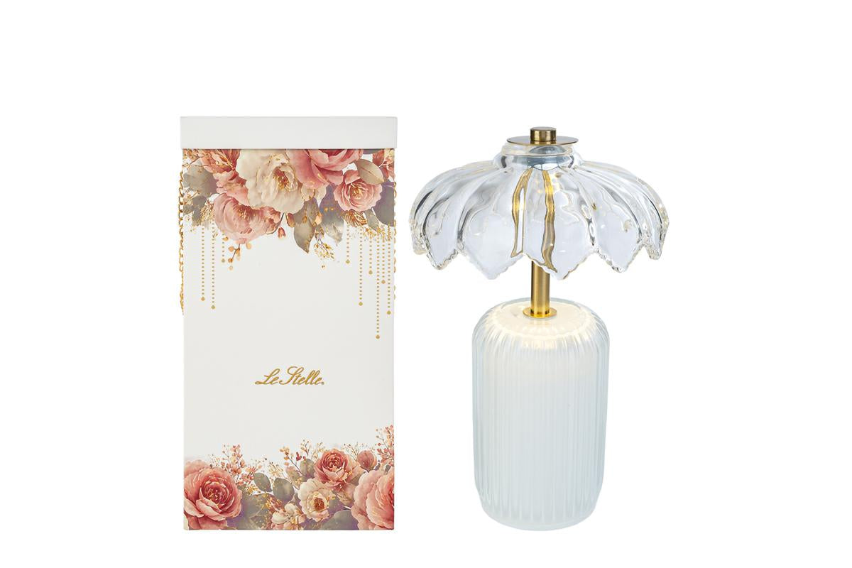 Bomboniera Lampada Vetro LED Ambra o Bianca con Box Regalo Le Stelle