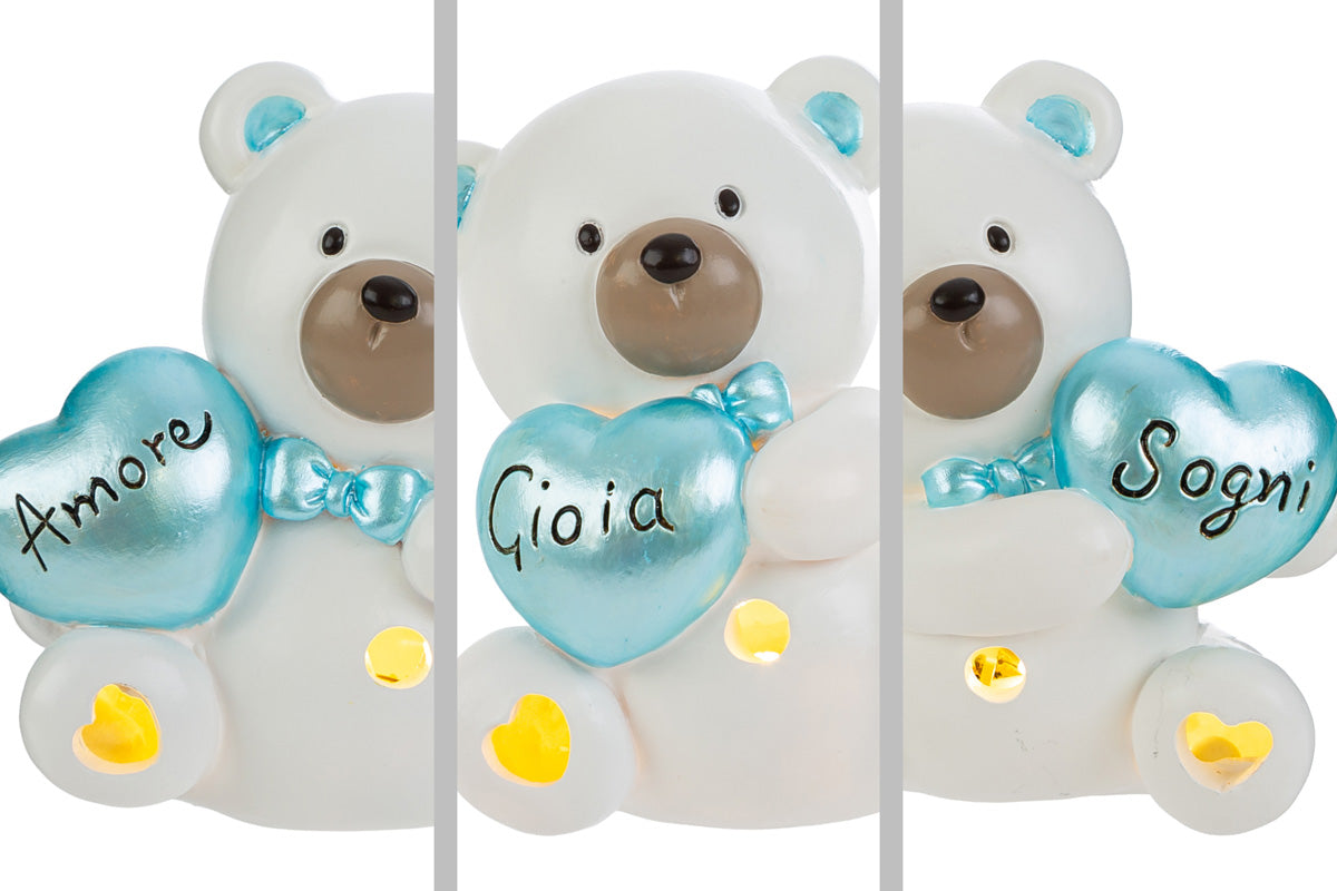 Bomboniera Orsetto LED Celeste e Rosa con Shopper Le Stelle