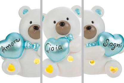 Bomboniera Orsetto LED Celeste e Rosa con Shopper Le Stelle