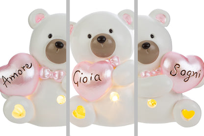 Bomboniera Orsetto LED Celeste e Rosa con Shopper Le Stelle