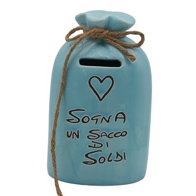 Bomboniera Salvadanaio Sacco 4 Colori Porcellana Melograno