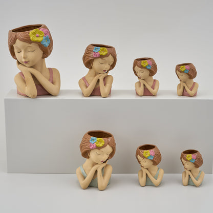 Bomboniera Vaso Busto Ragazza con Fiori Melograno