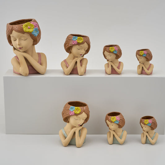 Bomboniera Vaso Busto Ragazza con Fiori Melograno