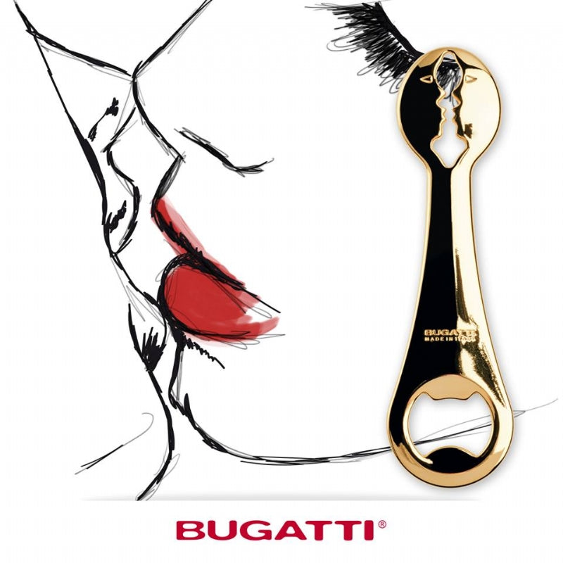 Bomboniera Apribottiglie Kiss Acciaio e Oro 24 Carati Bugatti