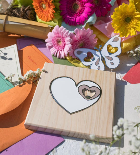 Wooden Trivet Wedding Favor with Margot Enamelled Bottle Opener
