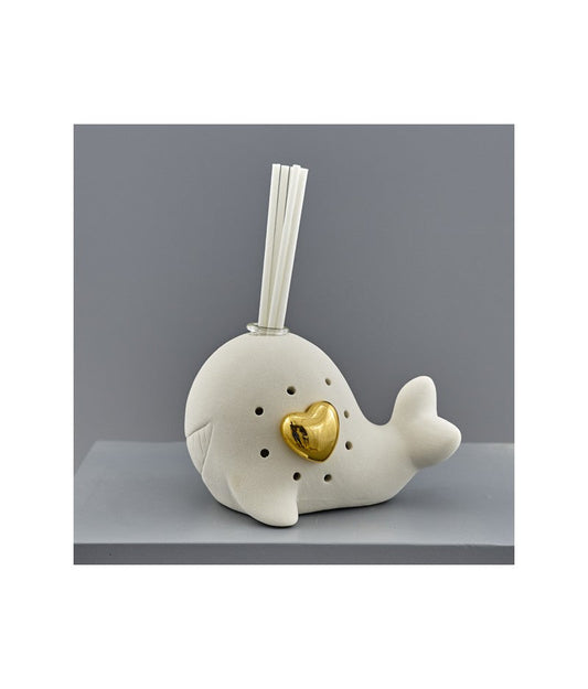 Whale Led Satin White Porcelain Perfumer Favor